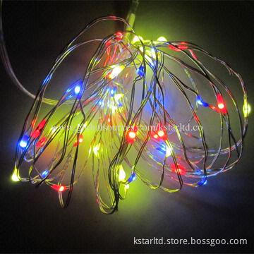 Battery-powered copper wire fairy light with multi color LED, 3*AA battery box